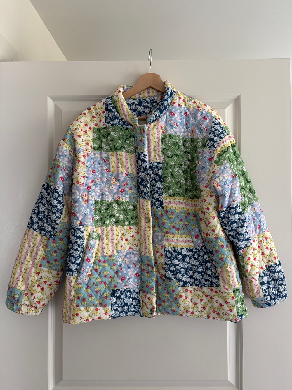 Floral patchwork quilt look jacket